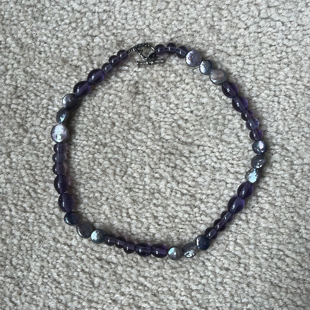 Vintage Purple Beaded Choker Necklace